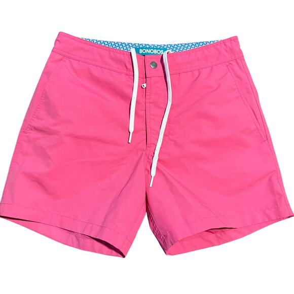 Bonobos Riviera Swim Trunks, Bright Pink, 5" Inseam, Men's Size 28 - Picture 1 of 5
